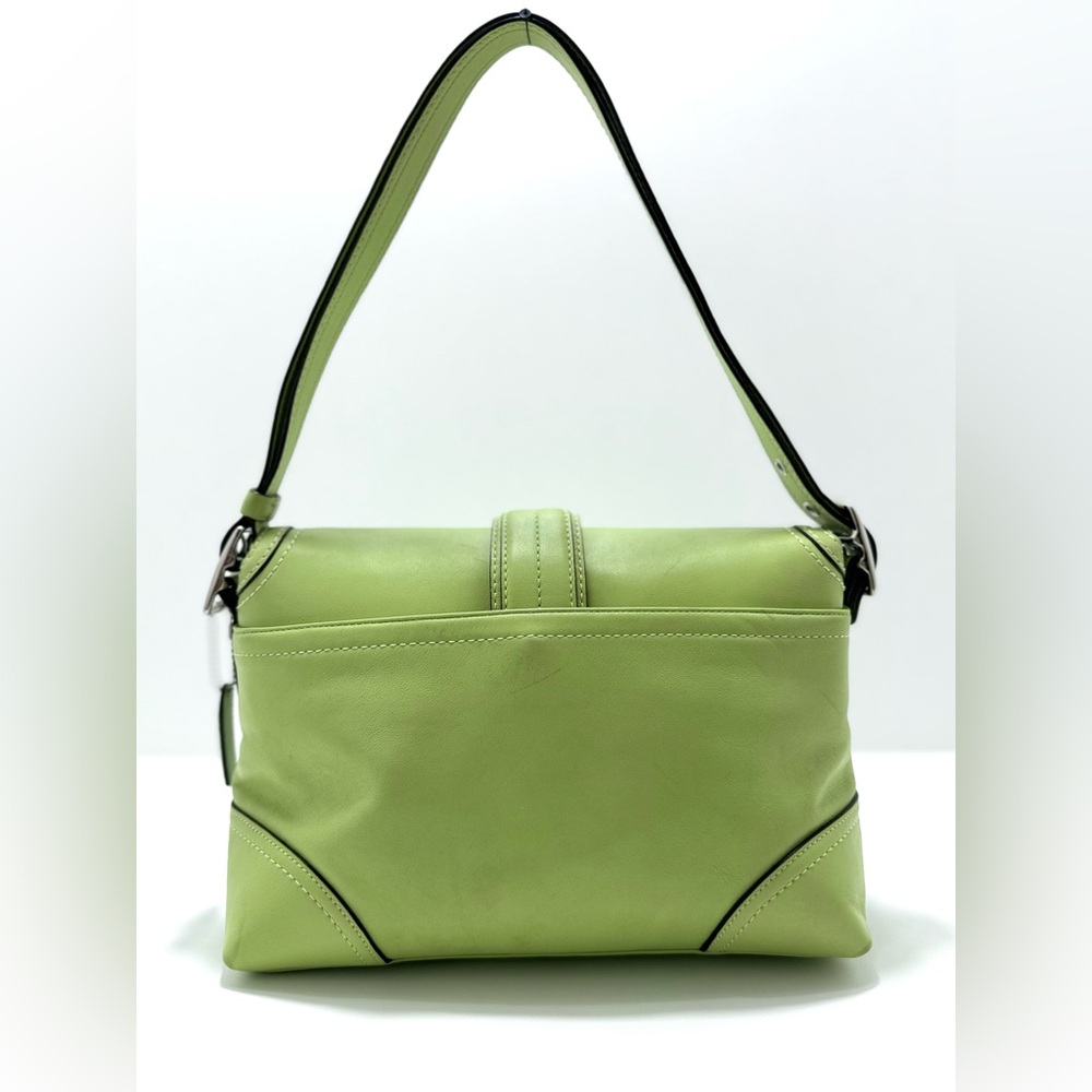 Vintage Coach Buckle Flap Shoulder Bag Soho Pistachio Green Leather F1196 - Picture 6 of 14